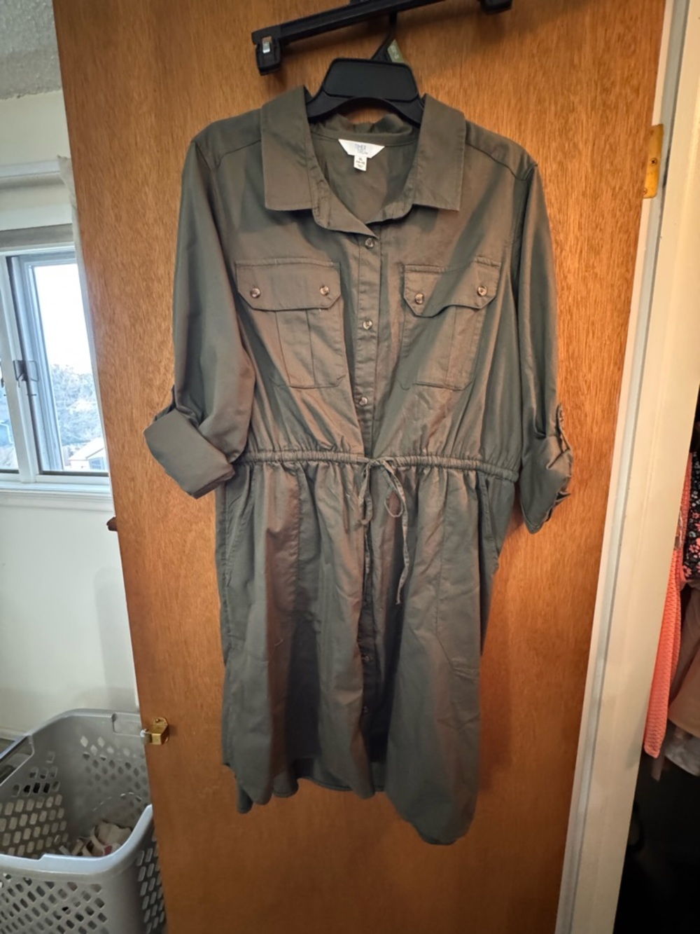 Time and Tru Olive Drawstring Utility Dress Jacket